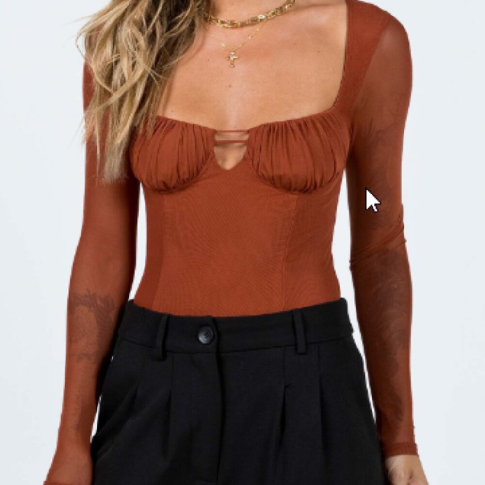 Princess Polly Olas Bodysuit Terracotta Size 6